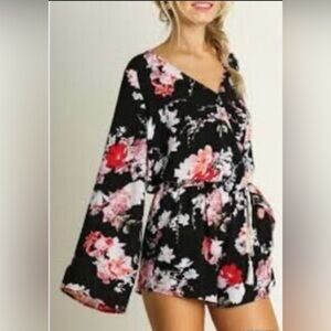 Umgee Black Floral Romper